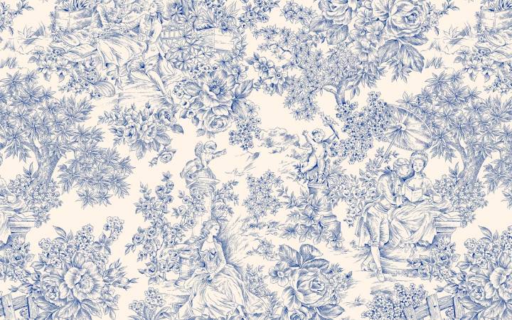 Tovaglia Toile de Jouy Blu