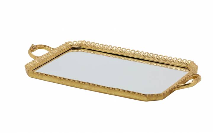 Vassoio Gold Rettangolare con Specchio cm.56x30